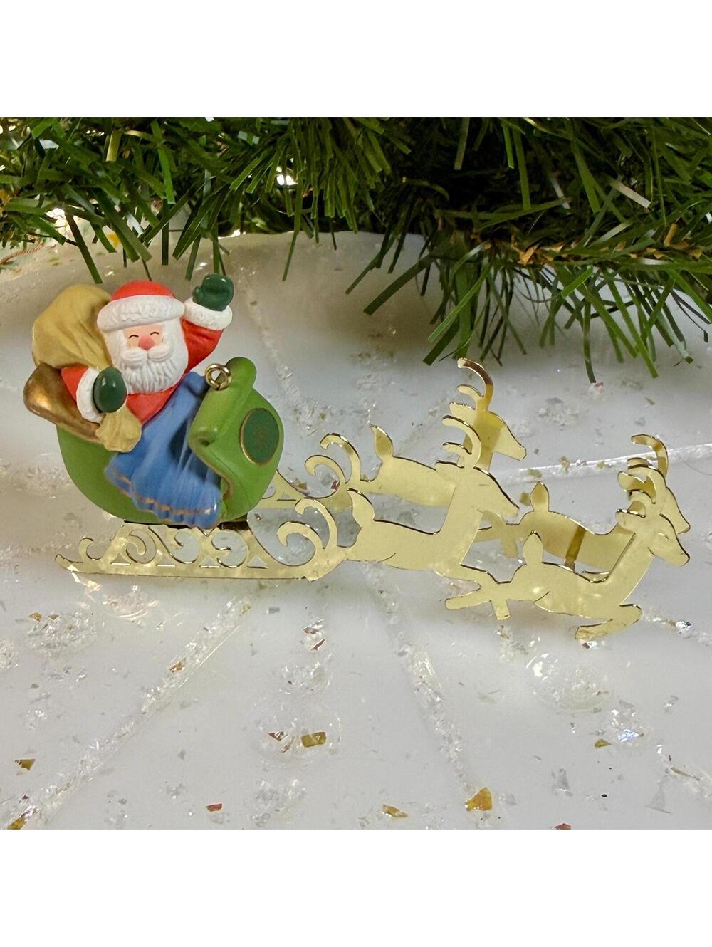 Santa and Reindeer Hallmark Keepsake Ornament - 1982 - No Original Box